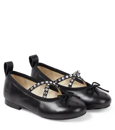 Bonpoint Kids' Gae Leather Ballet Flats In Black