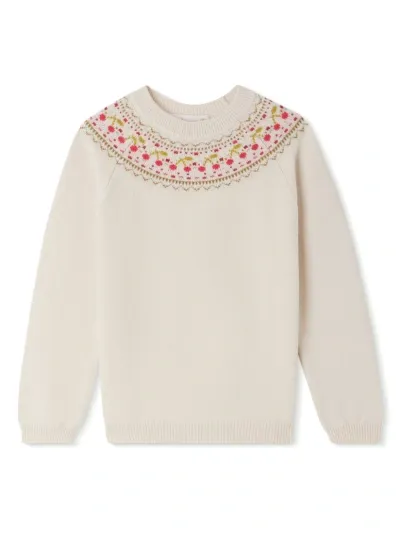 Bonpoint Kids' Genievre Wool Jumper In White