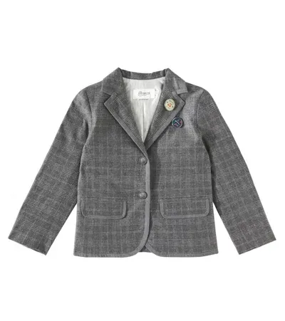 Bonpoint Kids' Ginevra Checked Flannel Blazer In Grey