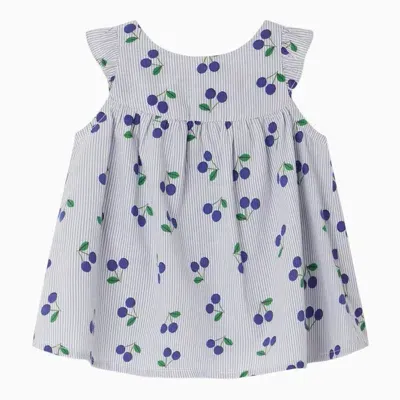 Bonpoint Babies' Lutine Cherry-print Cotton Blouse In Light Blue