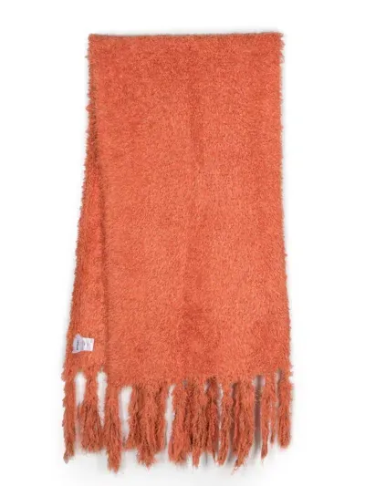 Bonsai Fluffy Frayed Scarf In Orange