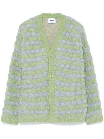 Bonsai Striped Cardigan In Green