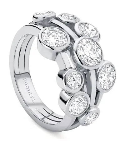 Boodles Medium Platinum And Diamond Raindance Ring In Silver