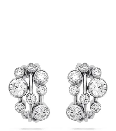 Boodles Platinum And Diamond Large Raindance Hoop Earrings In Metallic