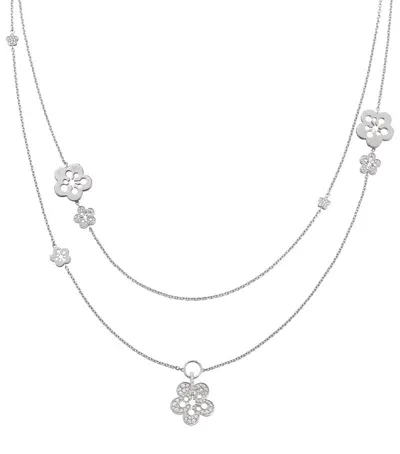 Boodles White Gold And Diamond Blossom Classic Long Necklace In Gray