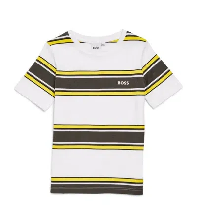 Bosswear Kids' Stripe-print Logo-print T-shirt In White