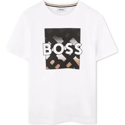 Bosswear Boss Kidswear Kids' Logo Cotton Graphic T-shirt In White