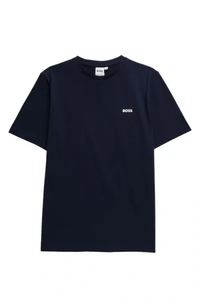 Bosswear Boss Kidswear Kids' Logo Cotton Jersey Graphic T-shirt In Navy