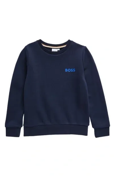 Bosswear Boss Kidswear Kids' Logo Crewneck Sweatshirt In Navy