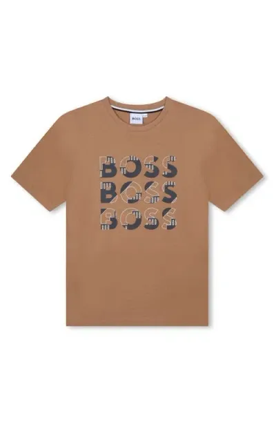 Bosswear Boss Kidswear Kids' Logo Graphic T-shirt In Cookie