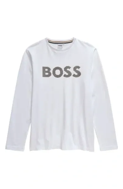 Bosswear Boss Kidswear Kids' Long Sleeve Cotton Graphic T-shirt In White