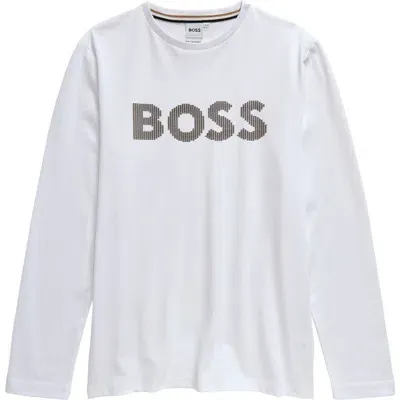 Bosswear Boss Kidswear Kids' Long Sleeve Logo Cotton Graphic T-shirt In White