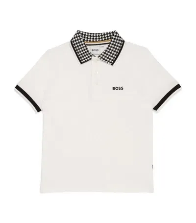 Bosswear Kids' Houndstooth-collar Polo Shirt In White