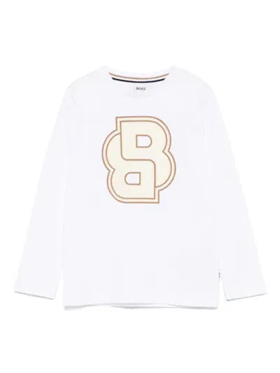 Bosswear Kids' Flocked-logo T-shirt In White