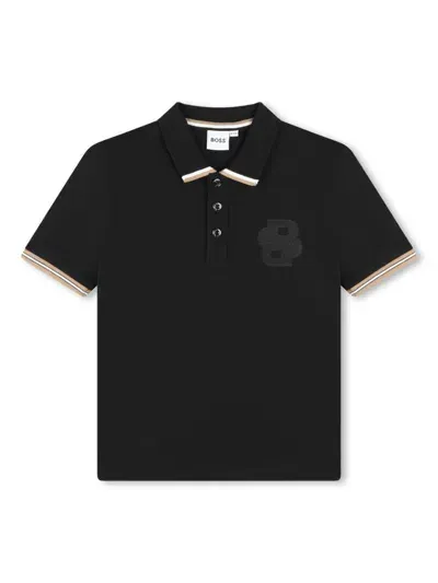 Bosswear Boss Kidswear Kids' Tipped Stretch Piqué Polo In Black