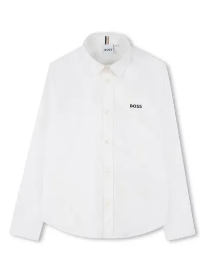 Bosswear Kids' Logo-embroidered Shirt In 白色