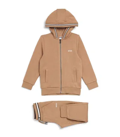 Bosswear Kids' Logo Hoodie And Sweatpants Set In Beige