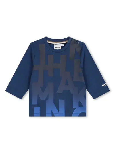 Bosswear Babies' Logo-print Cotton T-shirt In Blue