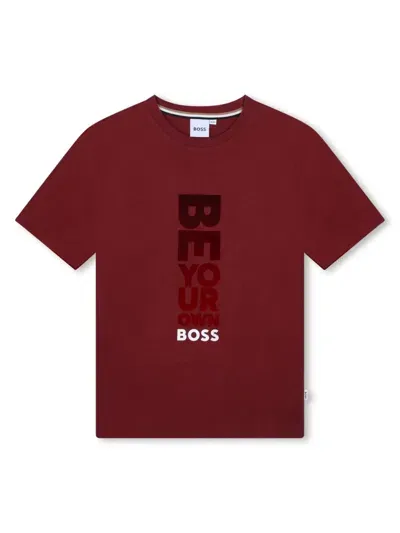 Bosswear Kids' Logo-print Cotton T-shirt In Red