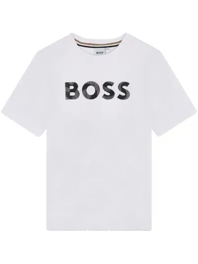 Bosswear Kids' Logo-print Cotton T-shirt In White