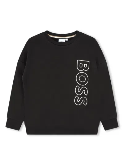 Bosswear Kids' Logo-print Crew-neck Sweatshirt In Black