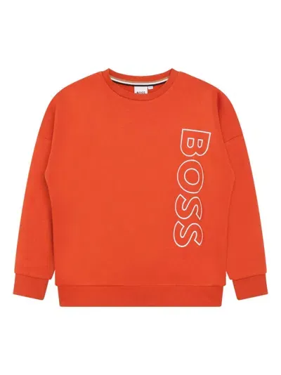 Bosswear Kids' Logo-print Crew-neck Sweatshirt In Orange