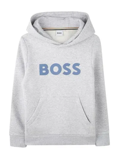 Bosswear Kids' Logo-print Hoodie In Grey