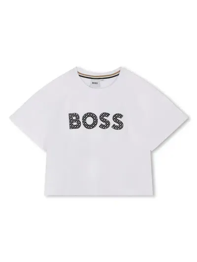 Bosswear Kids' Logo-print Jersey T-shirt In White