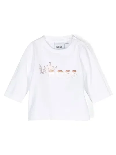 Bosswear Babies' Logo-print Long-sleeve T-shirt In White