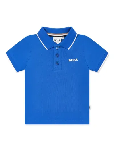 Bosswear Kids' Logo-print Polo Shirt In Blue