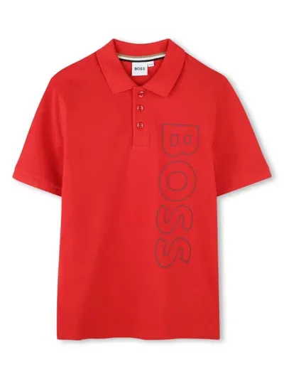 Bosswear Kids' Logo-print Polo Shirt In Red