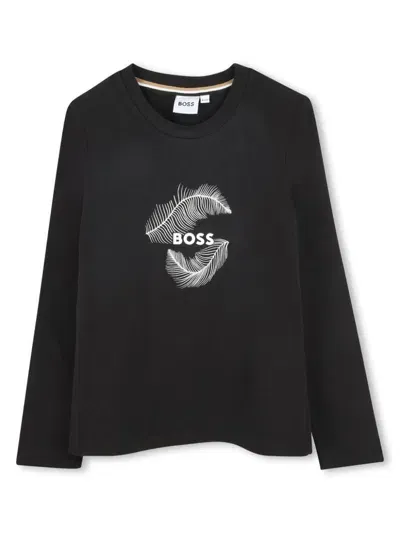 Bosswear Kids' Logo-print T-shirt In Black