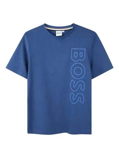 Bosswear Kids' Logo-print T-shirt In Blue