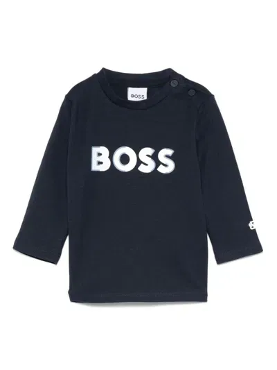 Bosswear Babies' Logo-print T-shirt In Blue