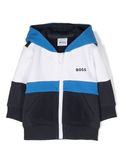 Bosswear Babies' Logo Print Zip-up Hoodie In Blue