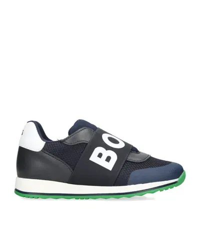 Bosswear Kids' Logo Slip-on Trainers In Navy