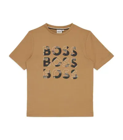 Bosswear Kids' Logo-print Cotton T-shirt In Neutrals