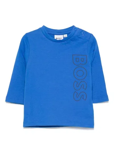 Bosswear Babies' Rubberised Logo-detail T-shirt In Blau