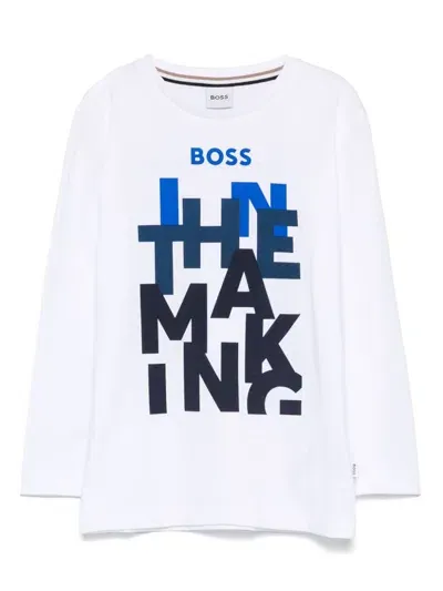 Bosswear Kids' Slogan Print T-shirt In White