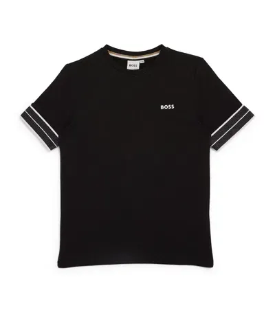 Bosswear Kids' Woven-trim Logo T-shirt In Black