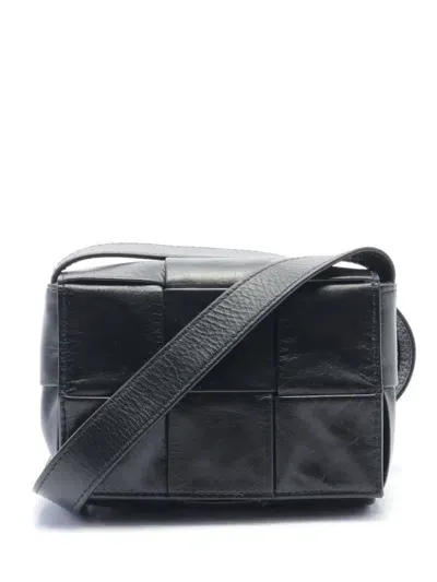 Pre-owned Bottega Veneta 2010 Mini Candy Cassette Shoulder Bag In Black