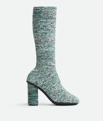 Bottega Veneta Atomic Boot In White/ Black/ Emerald Green