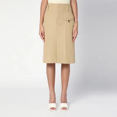 Bottega Veneta Beige Cotton Canvas Midi Skirt