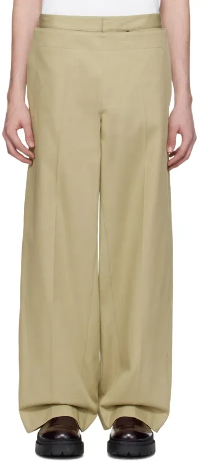 Bottega Veneta Beige Layered Trousers In 3008 Tavertine