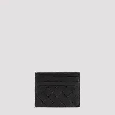 Bottega Veneta Black Gold Leather Credit Card Case