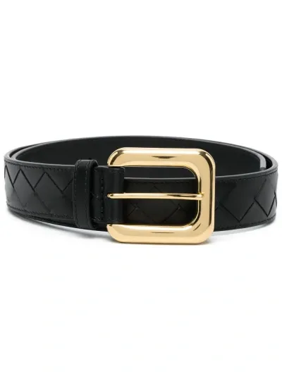 Bottega Veneta Black Intrecciato Leather Belt