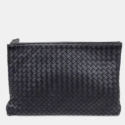 Pre-owned Bottega Veneta Black Leather Mesh Clutch Bag