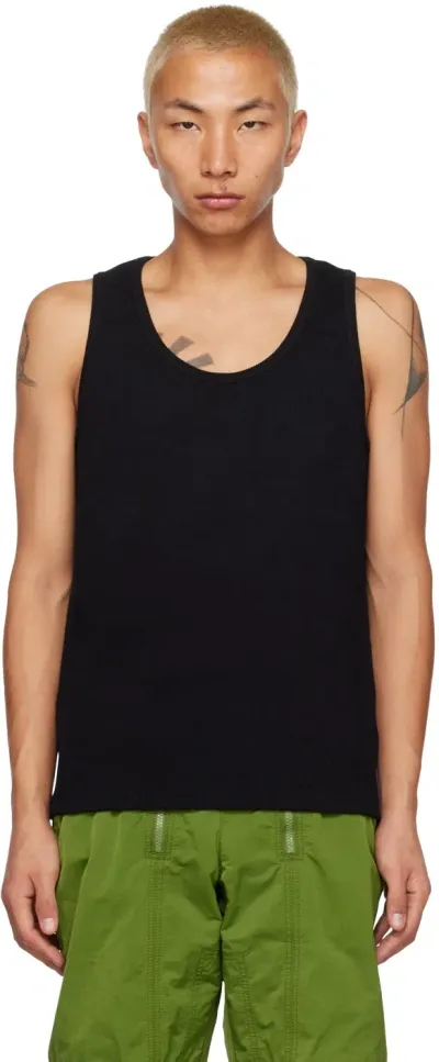 Bottega Veneta Black Rib Tank Top In 1000 Black