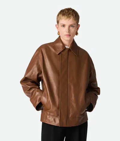 Bottega Veneta Leather Blouson In Toffee