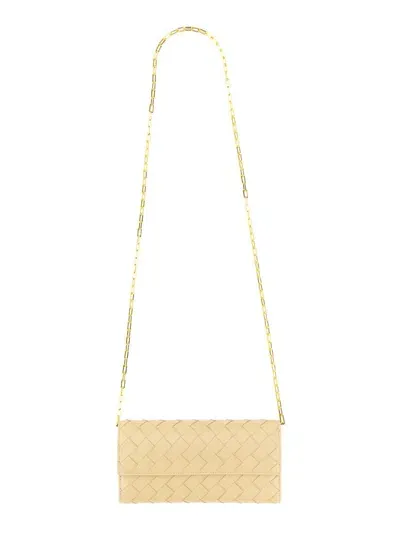 Bottega Veneta Braided Wallet With Chain In Gold